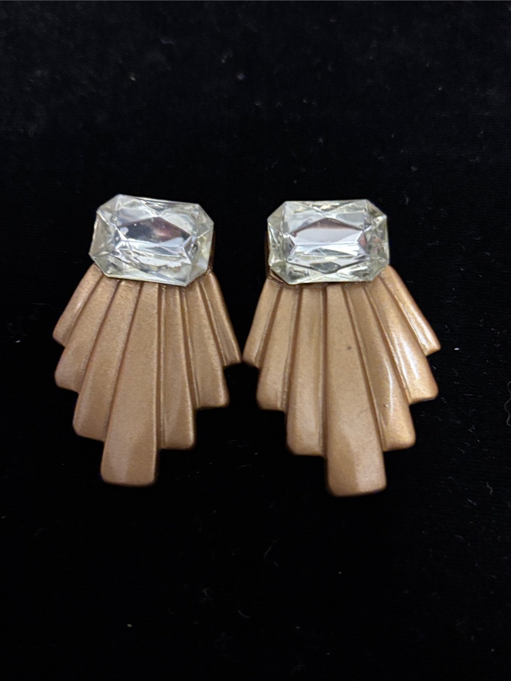 Acrylic Brushed Gold Fan Drop Pierced Earrings